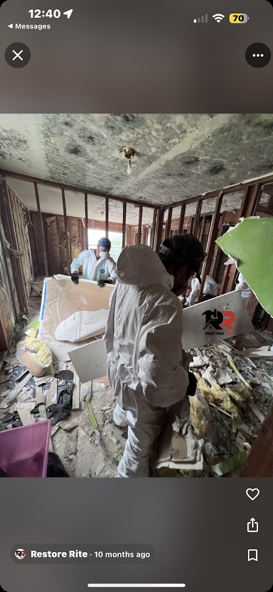 Fire damage cleanup in progress — contents carefully removed and documented by the Restore Rite crew